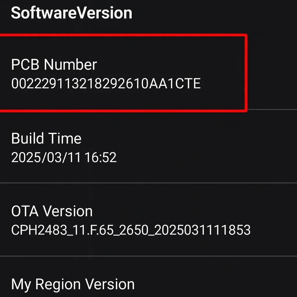 REALME OPPO IMEI CHECK (PCB) INFORMATION